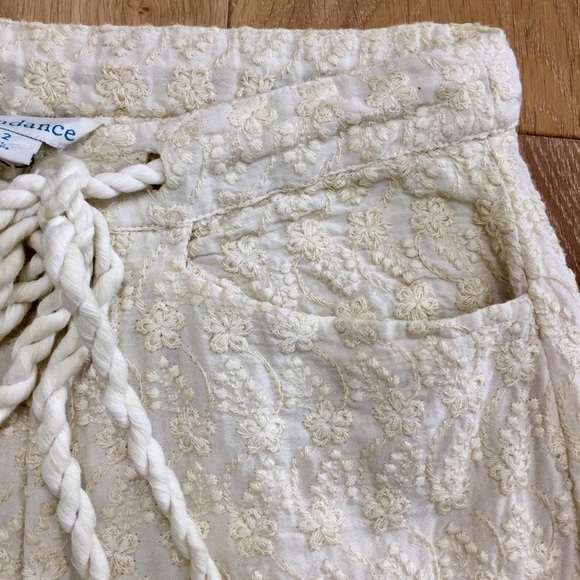 Sundance Solstice Culottes 100% Cotton High Waist Wide Leg Pants Embroidered 2 - Picture 7 of 12